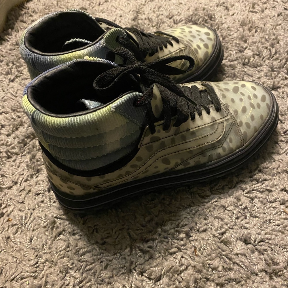 Green tie dye and cheetah vans